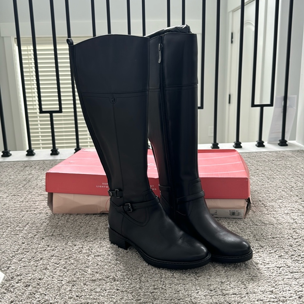 Easy Spirit Womens Leigh Leather Tall Riding Boots